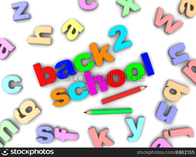 3d illustration of text &rsquo;back to scool&rsquo; over white background