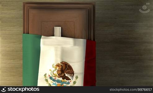 3d illustration of the flag of mexico and casket