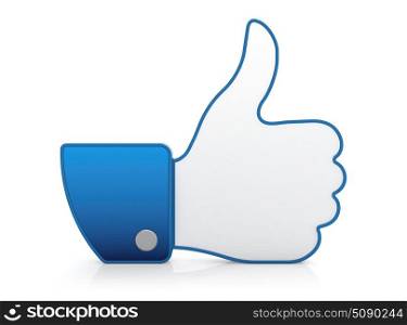 3D illustration of thumb up icon isolated on white background