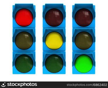 3d illustration of traffic light isolated over white background