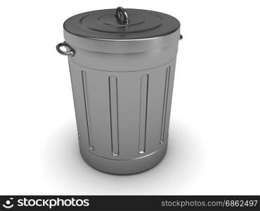 3d illustration of trash can isolated over white background