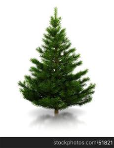 3d illustration of undecorated christmas tree over white background