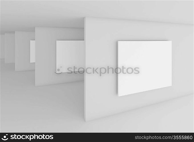 3d Illustration of White Abstract Gallery Interior