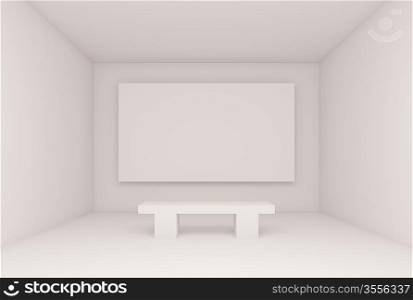 3d Illustration of White Abstract Gallery Interior