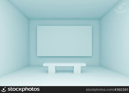 3d Illustration of White Abstract Gallery Interior