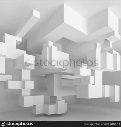 3d Illustration of White Abstract Industrial Background