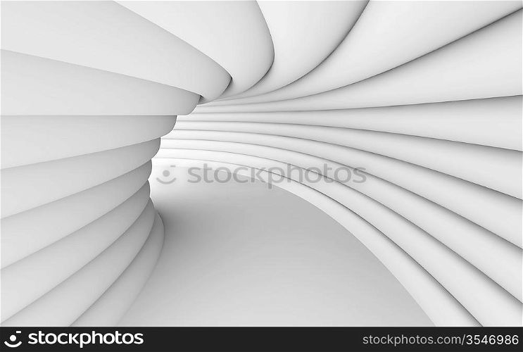 3d Illustration of White Abstract Tunnel Background