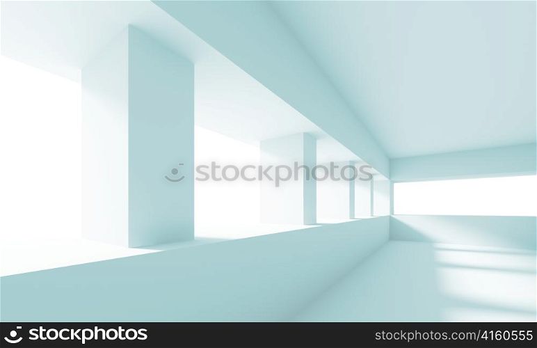 3d Illustration of White Empty Hall Background