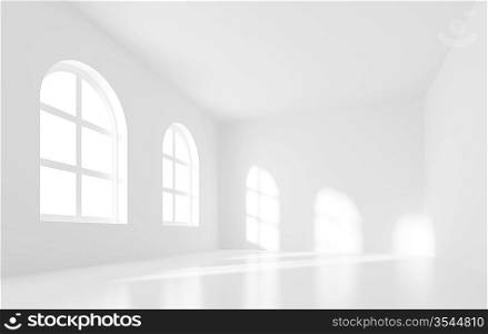 3d Illustration of White Empty Room Background