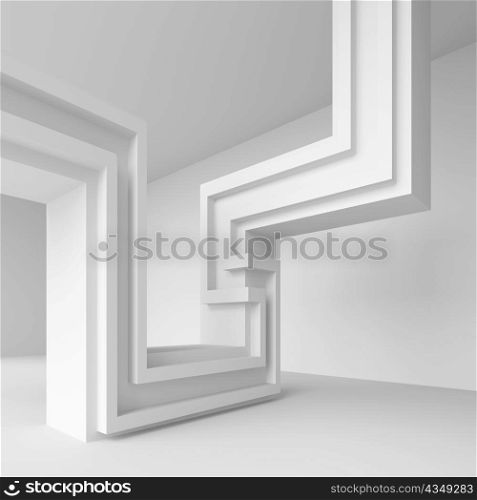 3d Illustration of White Futuristic Architectural Design