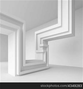 3d Illustration of White Futuristic Architectural Design