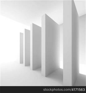 3d Illustration of White Futuristic Hall Background