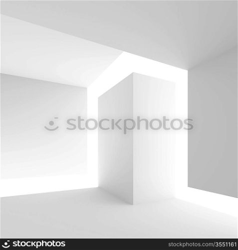 3d Illustration of White Futuristic Interior Design