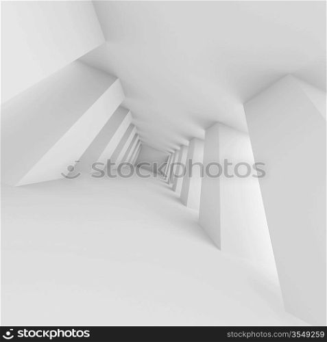 3d Illustration of White Futuristic !orridor Background