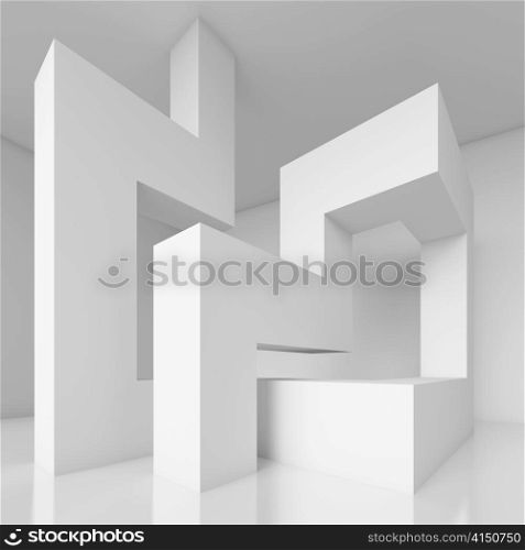 3d Illustration of White Interior Design