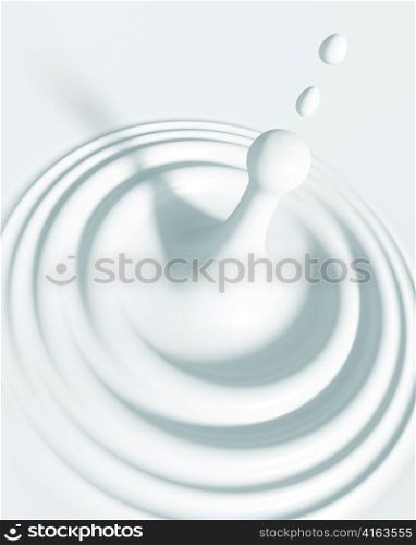 3d Illustration of White Milk Drop Background