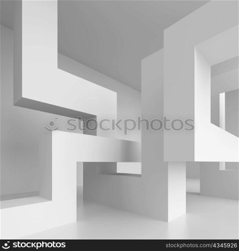 3d Illustration of White Modern Architecture Design
