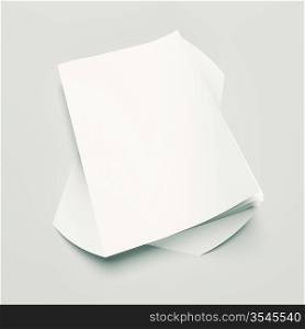 3d illustration of White Paper Stack on White