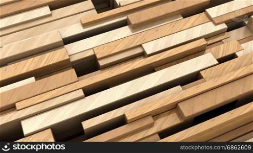 3d illustration of wooden planks background, random size