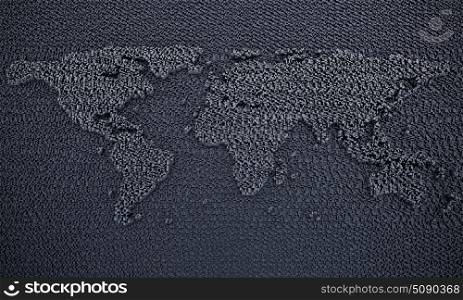 3D illustration of World map made of cubes