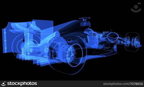 3d Illustration of xray sport car. 3d Rendering of xray sport car. 3D illustration