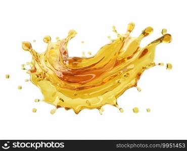 3d illustration of yellow splash on white background with clipping path