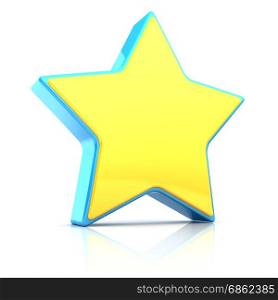 3d illustration of yellow star over white background