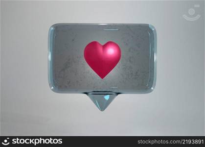 3d illustration. pink heart inside of a white pin on a white background.