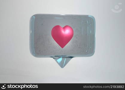 3d illustration. pink heart inside of a white pin on a white background.