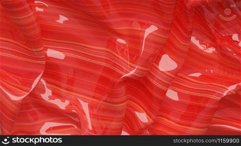 3D Illustration Red Abstract Texture Wavy Material