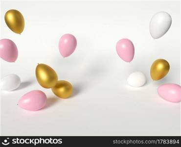 3D Illustration. Set of colorful balloons on isolated background. Celebration and decorative concept.