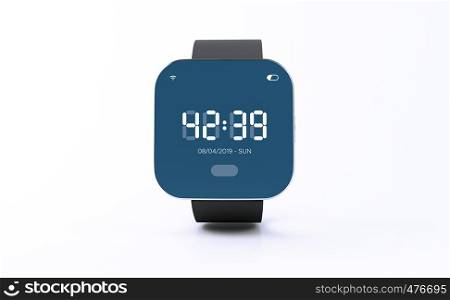 3d illustration. Smart watch with color screen interface on white background. Technology concept.