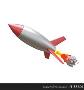 3D Illustration Space Cartoon Rocket on a White Background