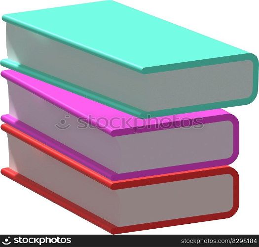 3D illustration stack of books symbol icon