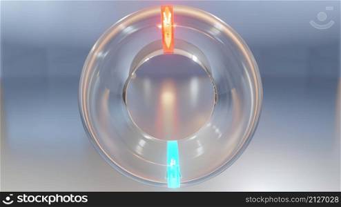 3d illustration - Torus made from glass and falling Particle