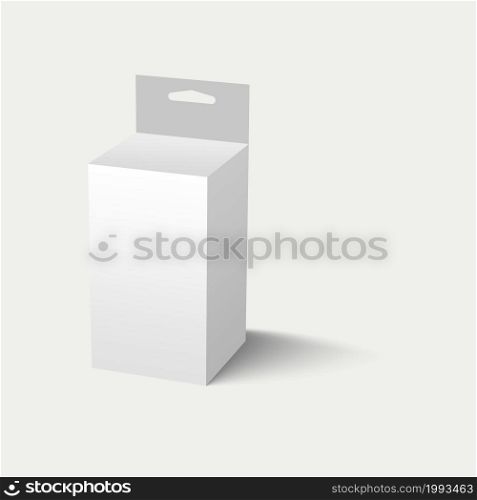 3d illustration white hang slot packaging box isolated on white background. suitable for your project element design.