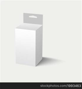 3d illustration white hang slot packaging box isolated on white background. suitable for your project element design.