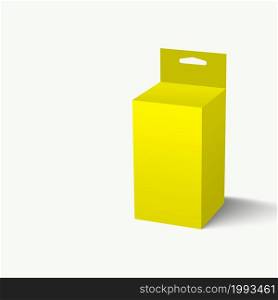 3d illustration yellow hang slot packaging box isolated on white background. suitable for your project element design.