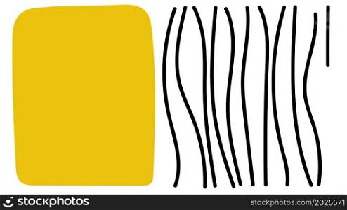 3d illustration - yellow rectangle and curved line in minimal art style