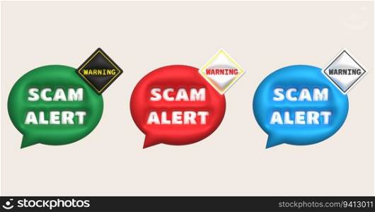 3D Illustrations Alert Messages and Viruses Spam Popup Warning