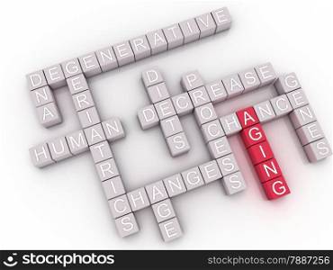 3d image Aging issues concept word cloud background