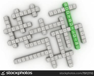 3d image Bodybuilding issues concept word cloud background