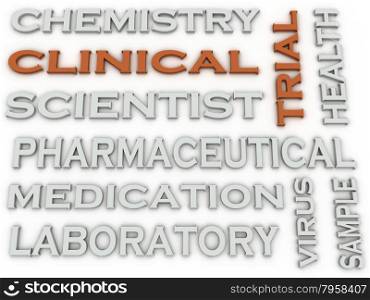 3d image Clinical trial Experiment of a New Product word cloud concept