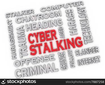 3d image CYBER STALKING issues concept word cloud background