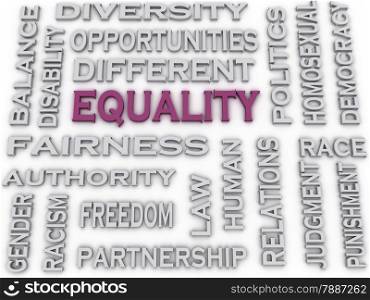 3d image Equality issues concept word cloud background