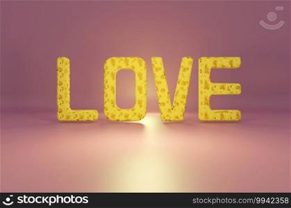 3D image , Love composition on pink background . Concept  A declaration of love on Valentine’s Day.