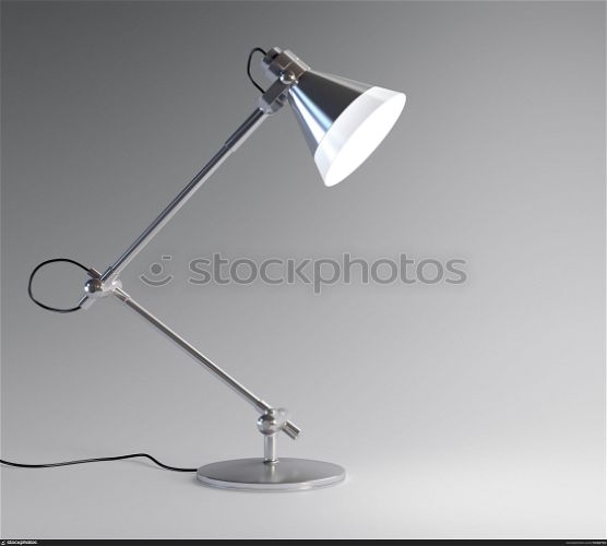 3D image of metal desk lamp isolated on dark background