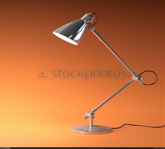 3D image of metal desk lamp isolated on orange background