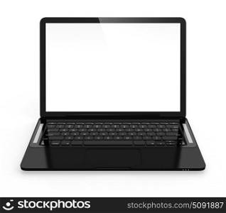 3D image of modern black laptop isolated on white background