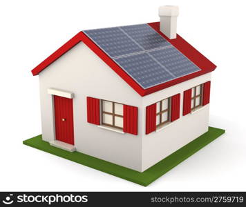 3D image of residential structure with solar panel